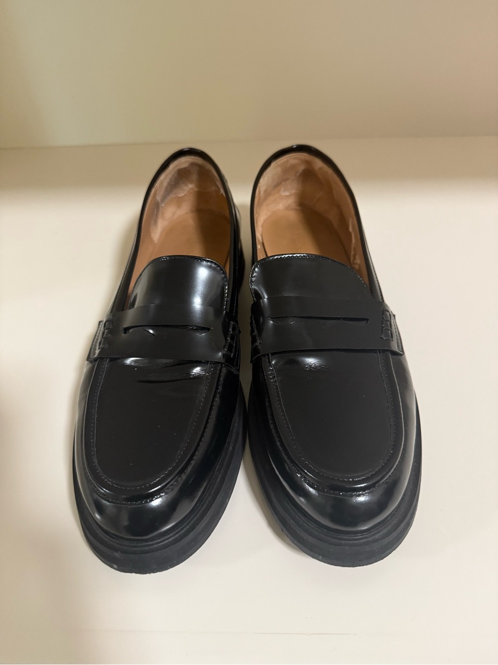 Flattered Black Gloss Penny Loafers for Men
